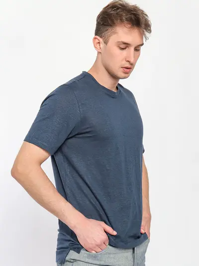 Льняной джемпер с короткими рукавами